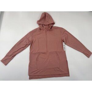 Reebok Pullover Jacket Hooded Womens Medium Pink Stretch 1/2 Zip Running Gym NEW